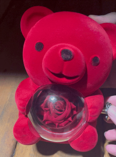 Sevimli Güllü Ayıcık - Çift Kalp Kolye